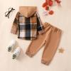 MERSARIPHY Toddler Baby Boy Outfits Baby Plaid Hoodies Flannel Jacket + Drawstring Pants Baby Fall Winter Clothes (Brown khaki, 12-18 Months) view 3