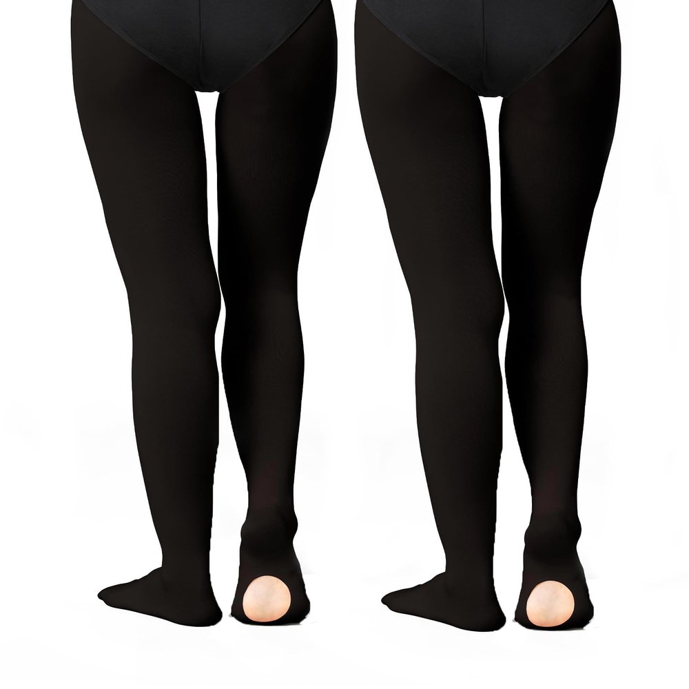 Daydance Black Girls Ballet Tights Ultra Soft Transition Tights for Dance, Gymnastics, Under Dress, 60D 2 Packs