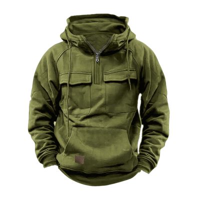 Ctreela Tactical Hoodie Coats for Men's Outdoor Windproof Hoodie Military Jacket Coat Sports Work 1/4 Zip Hooded Sweatshirts