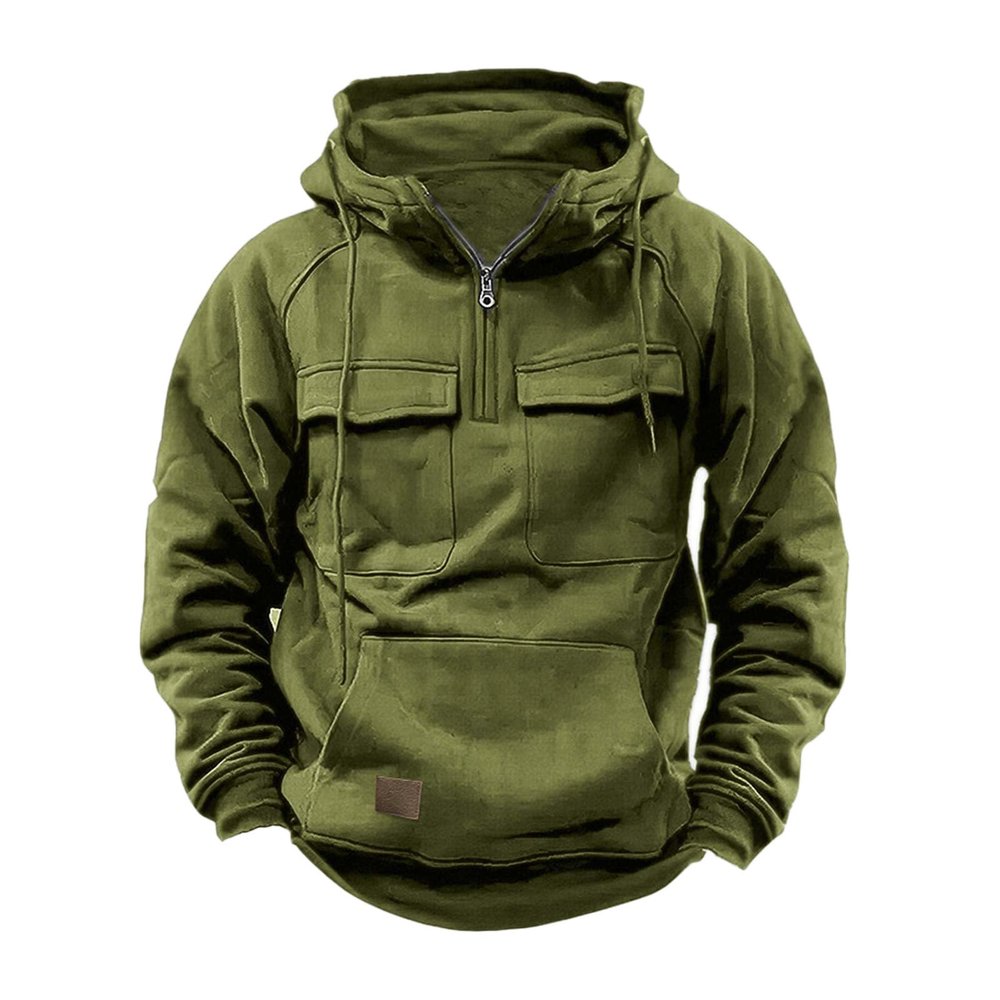 Ctreela Tactical Hoodie Coats for Men's Outdoor Windproof Hoodie Military Jacket Coat Sports Work 1/4 Zip Hooded Sweatshirts