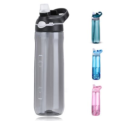DEARART 24oz Water Bottles With Straw, Leakproof BPA FREE Hidden Nozzle, Flip Up Lid Clear Bottle With Handle Easy Clear, Suit Office Sports Travel Gym Yoga, Black