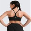 CRZ YOGA Girls Butterluxe Y Back Sports Bra - Yoga Athletic Casual Tops Scoop Neck Spaghetti Strap Padded Crop Kids Teen Black Medium view 2