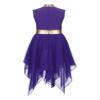 YOOJOO Girls Liturgical Praise Dance Tunic Tank Pullover Sleeveless Metallic Patchwork Asymmetrical Hem Lyrical Dance G1840Purple 12 Years view 4