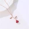 Spiritrain Red Rose Flower Pendant Necklace for Women 3D Vintage Elegant Romantic Enamel Red Flowers Leaf Chain Necklace for Valentine's Day Anniversary Birthday Trendy Jewelry Gifts (Rose gold) view 2