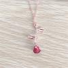 Spiritrain Red Rose Flower Pendant Necklace for Women 3D Vintage Elegant Romantic Enamel Red Flowers Leaf Chain Necklace for Valentine's Day Anniversary Birthday Trendy Jewelry Gifts (Rose gold) view 3