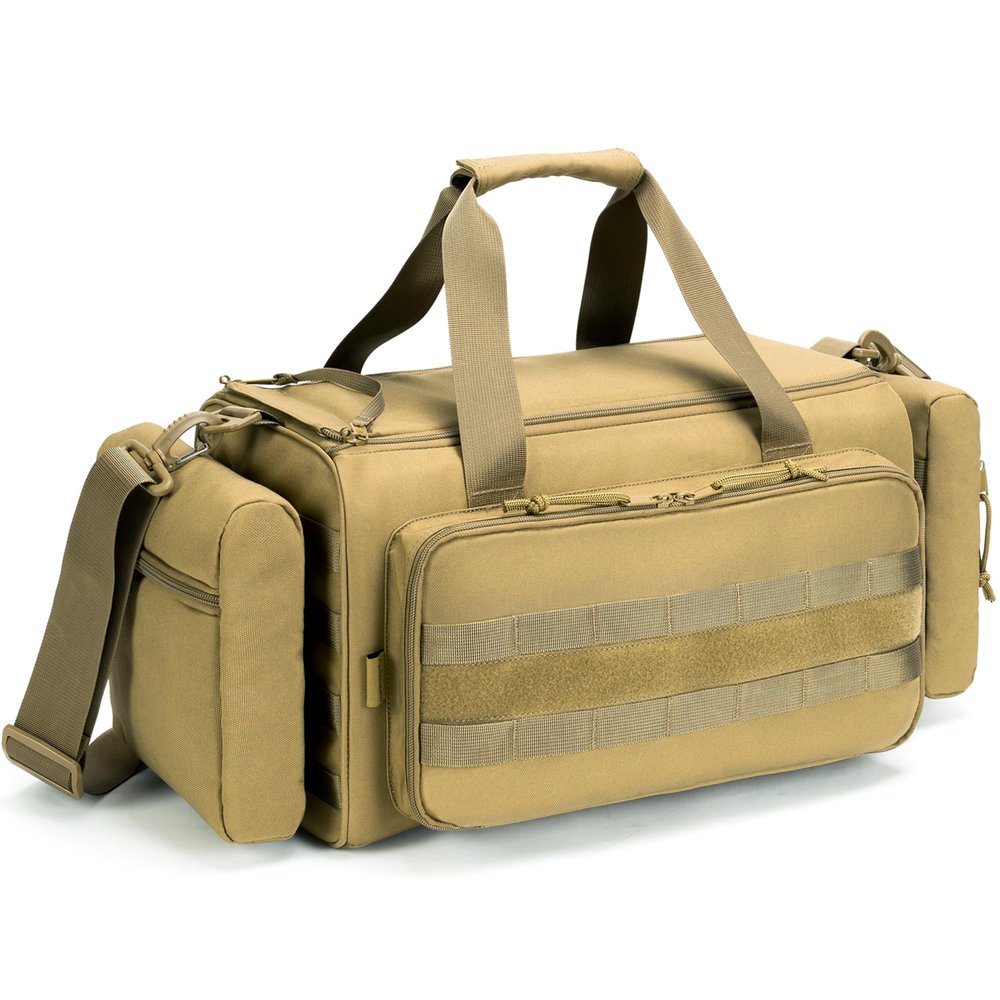 Aprikostein Range Bag for Handgun Ammo Shooting, L Gun Case Carry 5+ Pistols Transport Tactical Gears Accessories with Lockable Zipper Molle Strap, Duffle Sport Bag Hunting Storage Capricorn