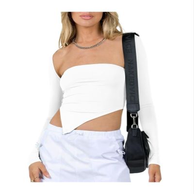 FaribO Sexy Low-Cut Hollow Casual Fashion Suit Women'S Autumn And Winter Shawl Long-Sleeved T-Shirt Chest Vest Two-Piece Set