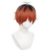XiongXiongLe Short Red Orange Mixed Black Cosplay Wig Women Costumes Hair Replacement Wigs for Adult Cos Role Playing Daily Party Halloween Christmas Comic view 3