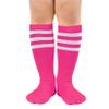 Kids Soccer Socks Striped Cotton Atheletic Softball Baseball Socks Toddler Youth Knee High Tube Sports Socks for Boys Girls Roseo & Peach White 12-15 Years view 3