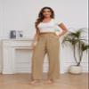 FUNYYZO Women Suit Pants Wide Leg Pants High Elastic Waisted in The Back Business Work Trousers Long Straight Khaki view 2
