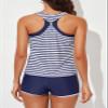 Aleumdr 3 Piece Blouson Tankini Swimsuits for Women with Shorts Athletic Modest Bathing Suits Racerback Tank Tops Swimwear Stripe 20 Plus view 2