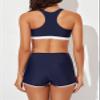Aleumdr 3 Piece Blouson Tankini Swimsuits for Women with Shorts Athletic Modest Bathing Suits Racerback Tank Tops Swimwear Stripe 20 Plus view 4