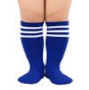 Kids Soccer Socks Striped Cotton Atheletic Softball Baseball Socks Toddler Youth Knee High Socks for Boys Girls Blue White & Red White 6-9 Years view 2