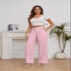 FUNYYZO Women Suit Pants Wide Leg Pants High Elastic Waisted in The Back Business Work Trousers Long Straight Pink view 2