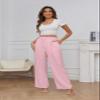 FUNYYZO Women Suit Pants Wide Leg Pants High Elastic Waisted in The Back Business Work Trousers Long Straight Pink view 3