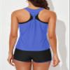 Aleumdr 3 Piece Swimsuits for Women Athletic Tankini Teen Bathing Suit Tummy Control Modest Swimwear with Boy Shorts Purple Blue 18 Plus view 2