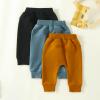 Doisbetthsay Toddler Baby Boys Pants 3 Pack Solid Color Fall Spring Sweatpants Baby Jogger Pants Khaki Brown Grey (3 Pack C, 18-24 Months) view 3