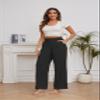 FUNYYZO Women Suit Pants Wide Leg Pants High Elastic Waisted in The Back Business Work Trousers Long Straight Black view 2