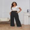 FUNYYZO Women Suit Pants Wide Leg Pants High Elastic Waisted in The Back Business Work Trousers Long Straight Black view 3