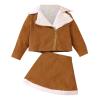 Little Girls Outfits Kids Lapel Shaker Irregular Zipper Design Jacket And Patchwork Skirt 2PCS Clothes for 2-6 Years QW160 view 1