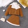 Little Girls Outfits Kids Lapel Shaker Irregular Zipper Design Jacket And Patchwork Skirt 2PCS Clothes for 2-6 Years QW160 view 2