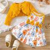 Girl's 2 Piece Outfits Long Sleeve Crop Cradigan and Flower Print Sundress Mini Dress Cami Dress Set for 0-2 Years QW505 view 2