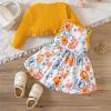 Girl's 2 Piece Outfits Long Sleeve Crop Cradigan and Flower Print Sundress Mini Dress Cami Dress Set for 0-2 Years QW505 view 4