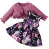 Girl's 2 Piece Outfits Long Sleeve Crop Cradigan and Flower Print Sundress Mini Dress Cami Dress Set for 0-2 Years QW500 view 1
