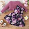 Girl's 2 Piece Outfits Long Sleeve Crop Cradigan and Flower Print Sundress Mini Dress Cami Dress Set for 0-2 Years QW500 view 3