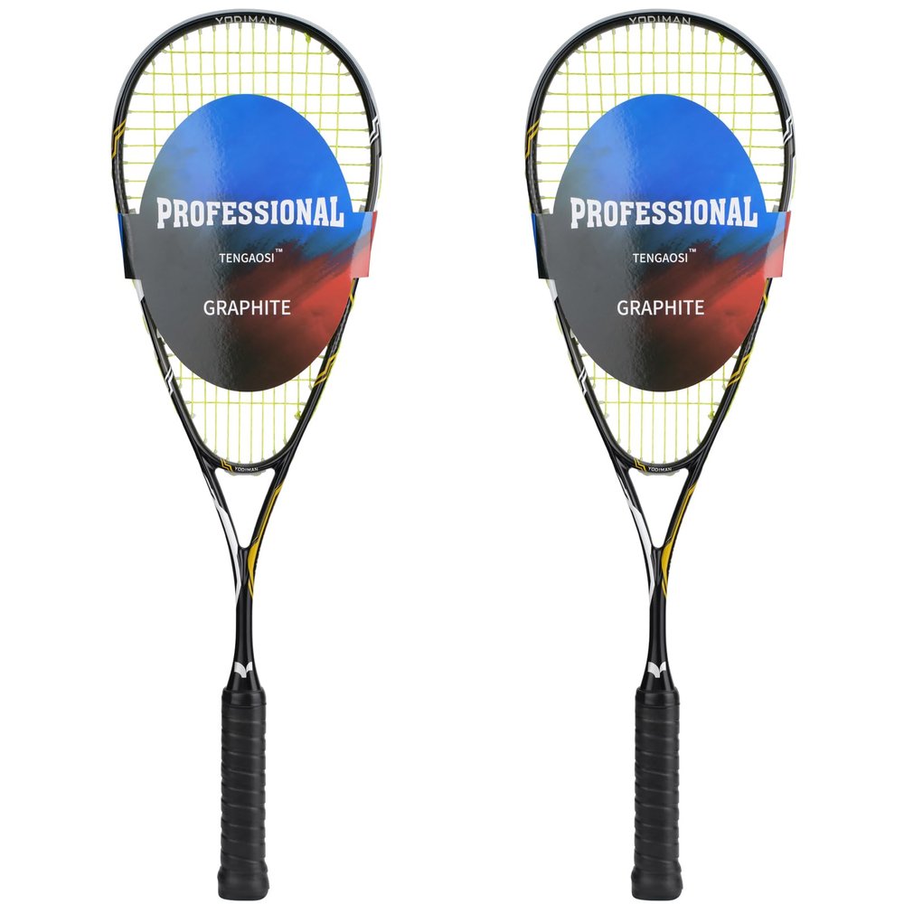 TENGAOSI Graphene Touch Squash Racquet Series, (Speed/Radical), Pre-Strung Squash Rackets Set of 2 (Yellow-2)