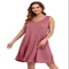 BELAROI Plus Size Summer Dresses for Curvy Women Casual Sundress V Neck Swing Loose Tshirt Tank Dress Beach Cover Ups Pockets (4X,Grayish Pink view 2