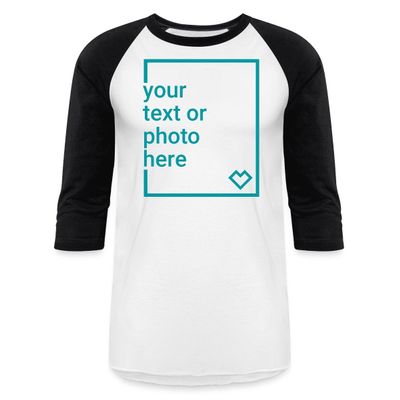 Spreadshirt Custom Baseball Shirt Add Your Own Text or Image Personalized Unisex Baseball T-Shirt, L, White/Black