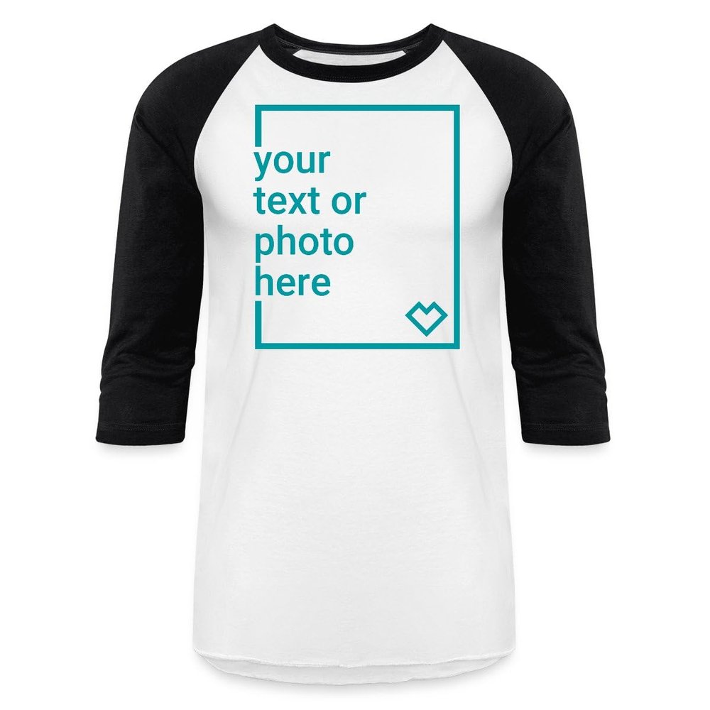 Spreadshirt Custom Baseball Shirt Add Your Own Text or Image Personalized Unisex Baseball T-Shirt, L, White/Black