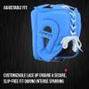 Fadi Sports Authentic Series A2 Boxing Headgear - Premium Leather Head Guard for Kids and Adults in MMA, Kickboxing, Muay Thai, Karate, Martial Arts, and Taekwondo (Blue, S/M) view 3