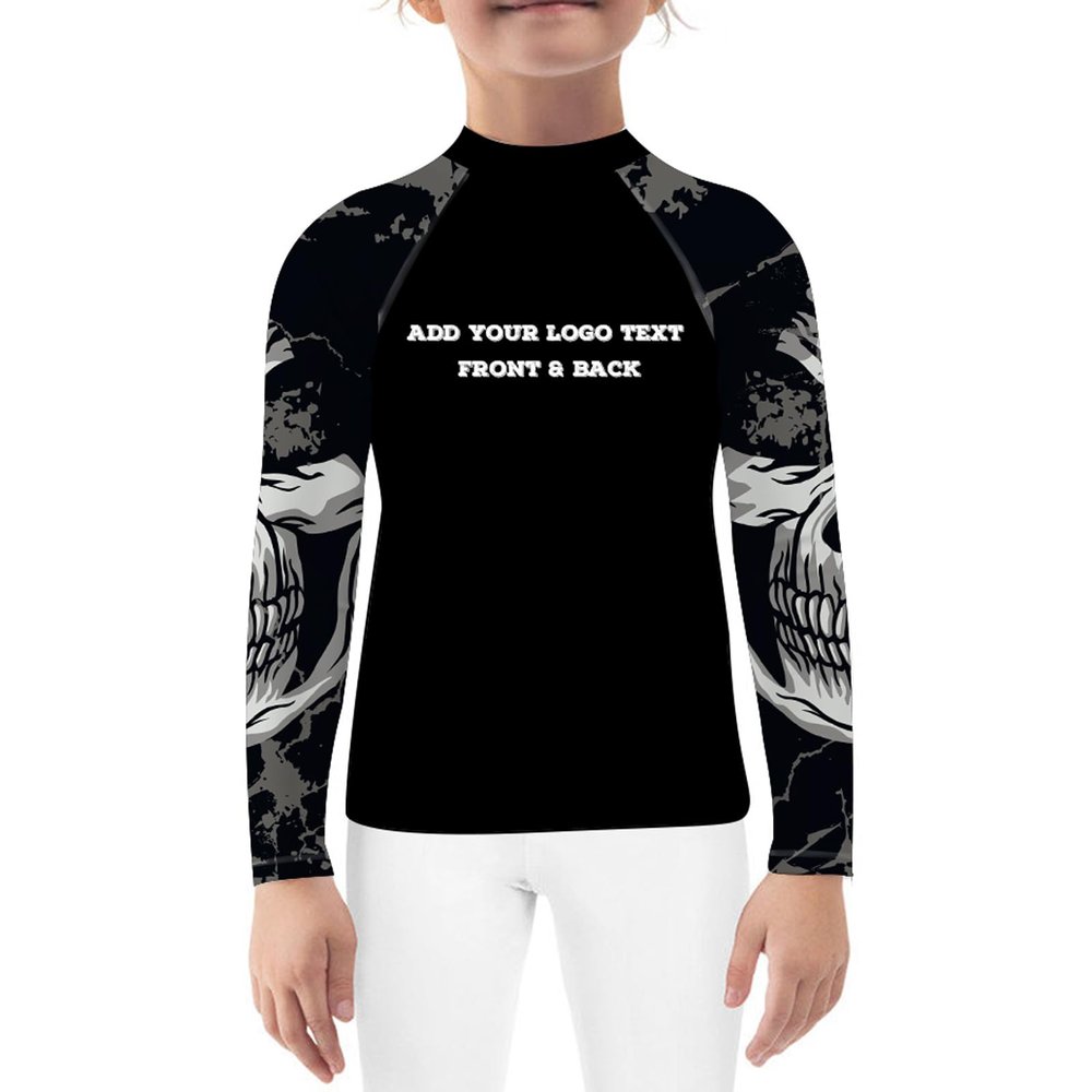 DEHAHA Boys Girls Custom Logo Text Rash Guards Shirts for Jiu Jitsu Wrestling Competition, X-Large(9 Years)