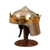 Handmade 18 Gauge Steel Medieval Knight Kings Richard Helmet with Brass Crown Home Decor Office Decor Personalized Gift for Him