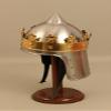 Handmade 18 Gauge Steel Medieval Knight Kings Richard Helmet with Brass Crown Home Decor Office Decor Personalized Gift for Him view 3