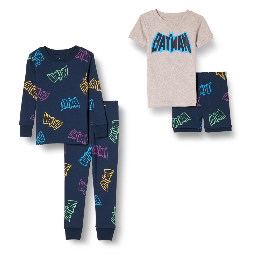 Amazon Essentials Unisex Toddlers' Snug-Fit Cotton Pajama Sleepwear Sets, Batman Logo - Kids, 2T
