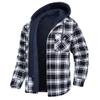 SWJGLITTR Men's Plaid Hooded Jacket Winter Warm Quilted Lined Button Outwear Casual Thick Fleece Coat With Detachable Hood (4X-Large,Black) view 1