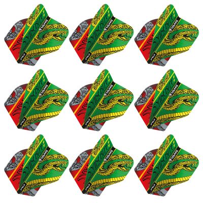 RED DRAGON Yin Yang Double Sided Peter Wright Snakebite Red & Green Standard Dart Flights 3 Sets Per Pack (9 Dart Flights in Total)