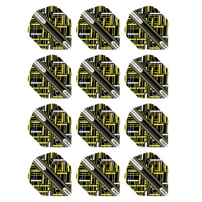 RED DRAGON Hardcore Radical Black & Yellow Dart Flights - 4 Sets Per Pack (12 Dart Flights in Total)