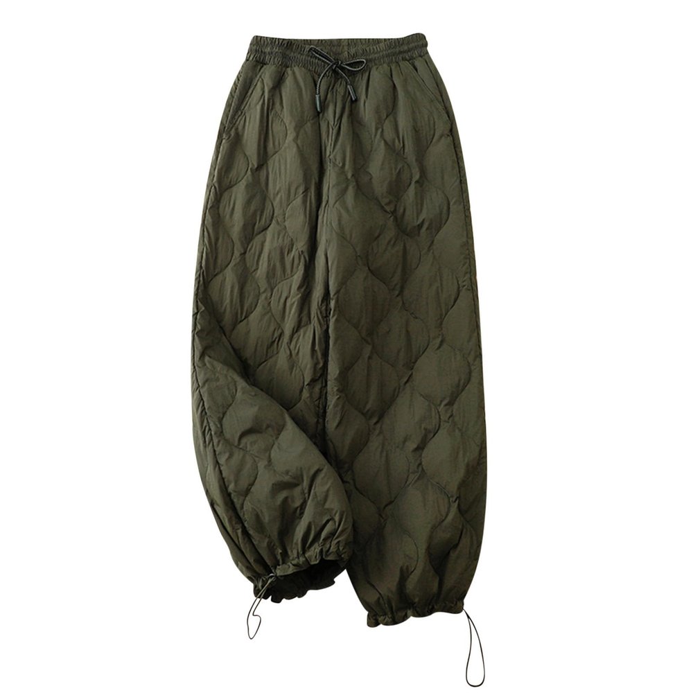 HGps8w Women's Padded Quilted Down Pants, High Waisted Winter Warm Windproof Casual Ski Snow Pants with Pockets