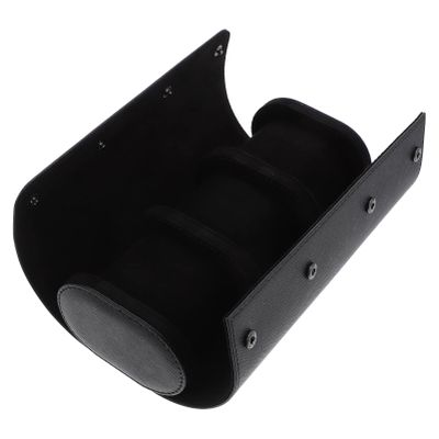 Baluue 1pc Portable Round Watch Box Elastic Pu Leather Slot Organizer for Travel and Home Use Watch Case for Jewelry Storage