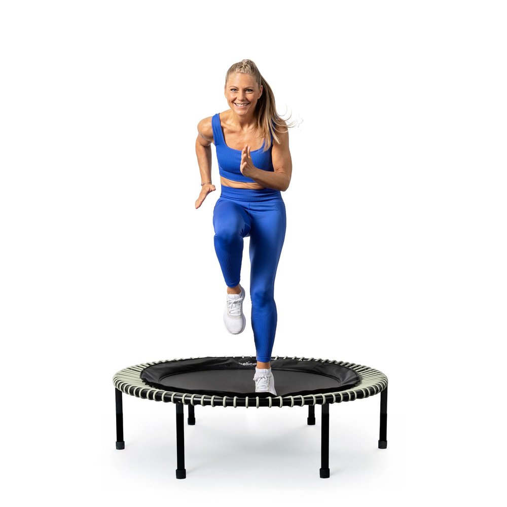 bellicon Mini Trampoline 39'' (Beige) | Bungee Suspension up to 330 lbs | Indoor Fitness Trampoline for Adults | Screwing Legs