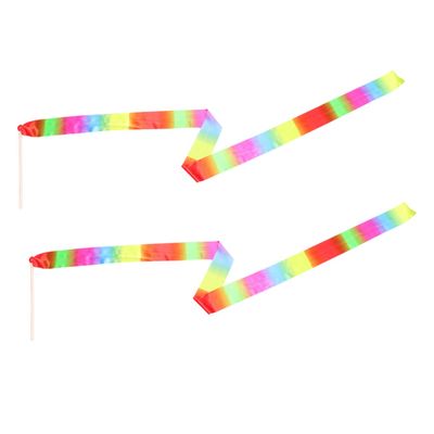 BESPORTBLE 2pcs Colorful Gymnastics Streamers Wooden Handles Ribbons for Dance Exercise and for Parties and Festivals