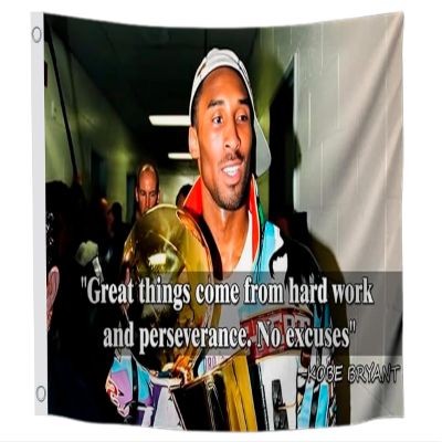 3x5 Ft Kobe Polyester Flag with 2 Grommets - Basketball Tapestry Sports Single Sided Flags - Inspirational Posters Wall Art for Bedroom or Living Room - Funny Man Cave Sports Poster - Motiv Banners