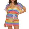 Becca by Rebecca Virtue Shoreline - Women's Chiffon Tunic, Plunge V-Neck, Casual, Beach Cover Ups for Women, Multicolor, Medium-Large view 1