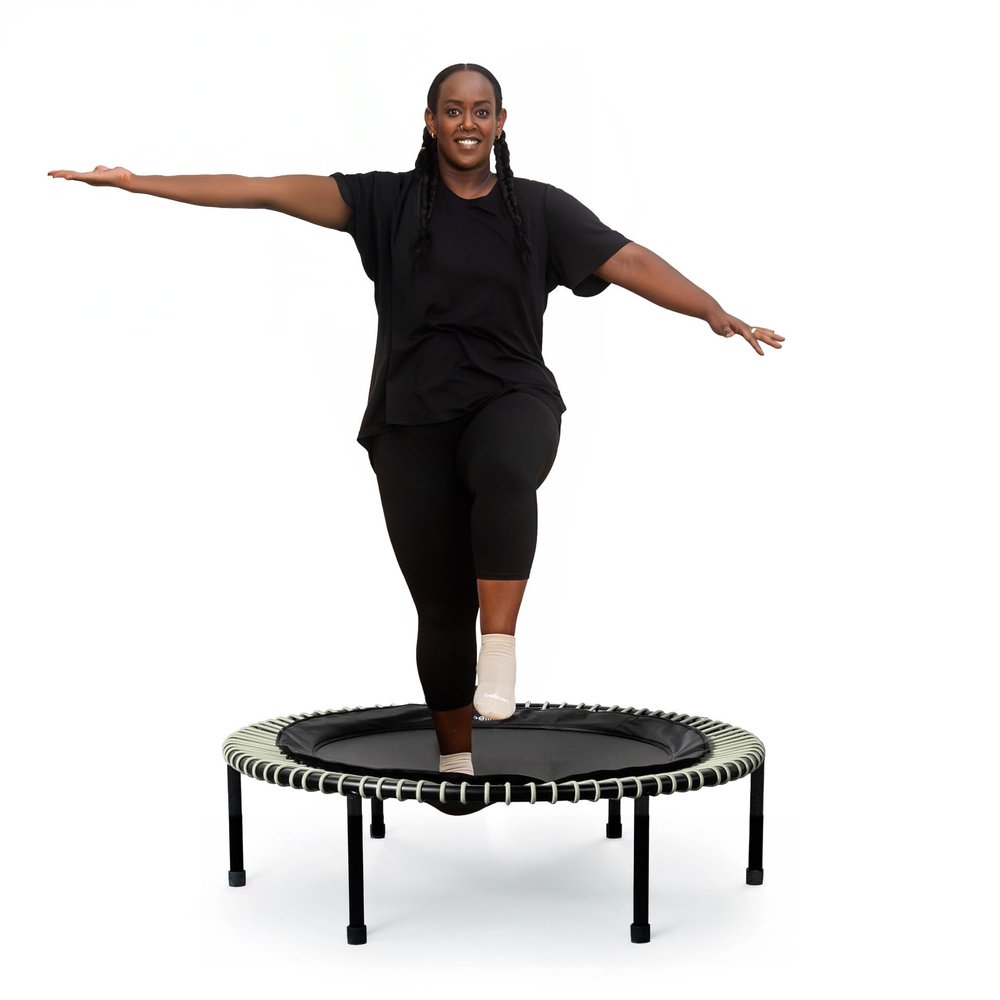 bellicon Mini Trampoline 39'' (Beige) | Bungee Suspension up to 260 lbs | Indoor Fitness Trampoline for Adults | Screwing Legs