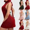 HGps8w Women Sexy Turtleneck Backless Sweater Japanese Anime Virgin Killer Cosplay Costumes Knit Jumper Vest Mini Dresses view 2