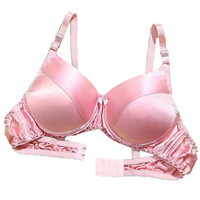 Ultra Soft Cup 100% Mulberry Silk Bra Double-Sided Silk Women's Wireless Bras Daily Bralette Full Coverage Lingerie Top (Color : Rose, Size : 80/36AB)